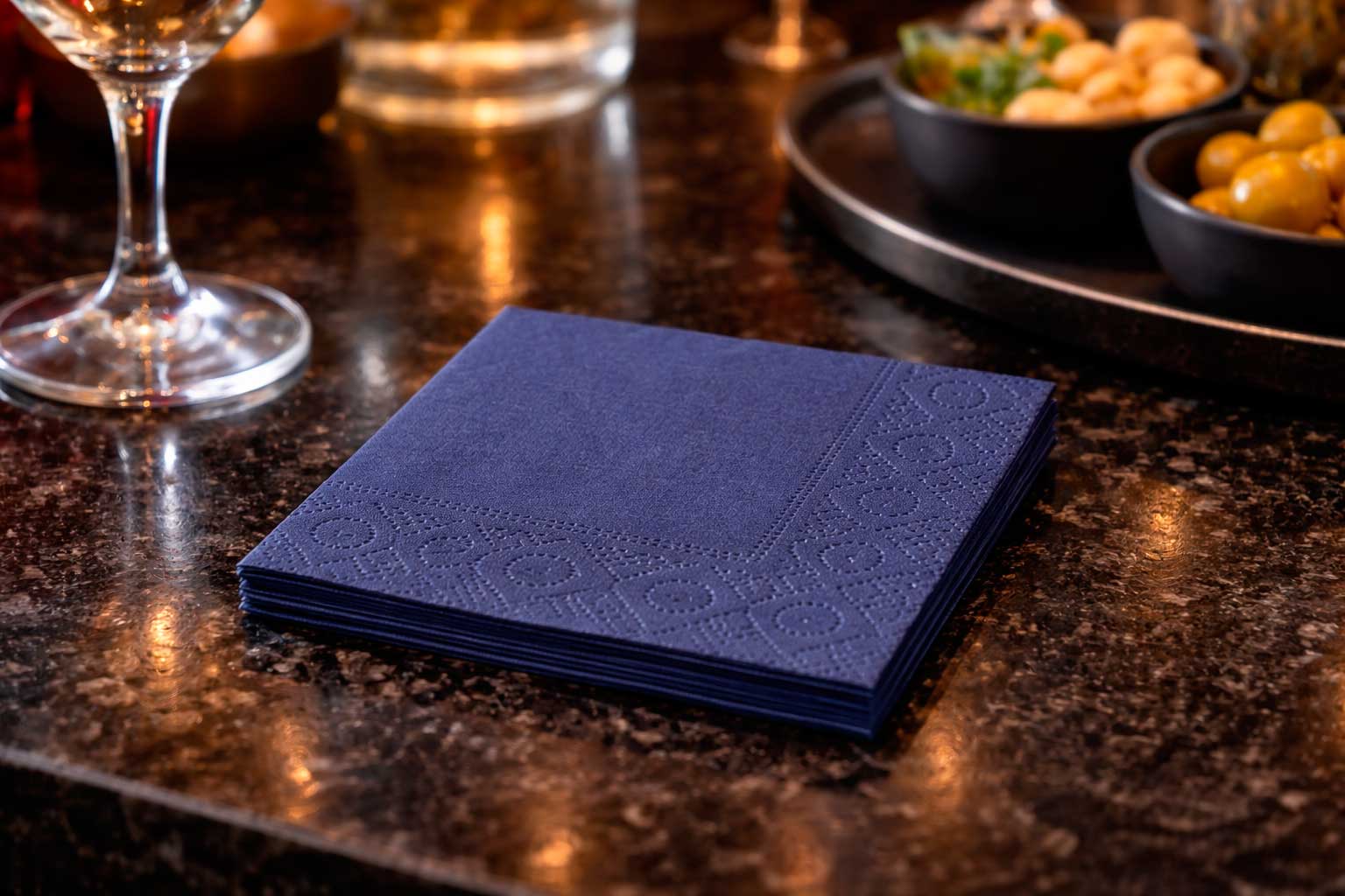 Servilleta Cenefa 20x20cm Azul, 6.000uds